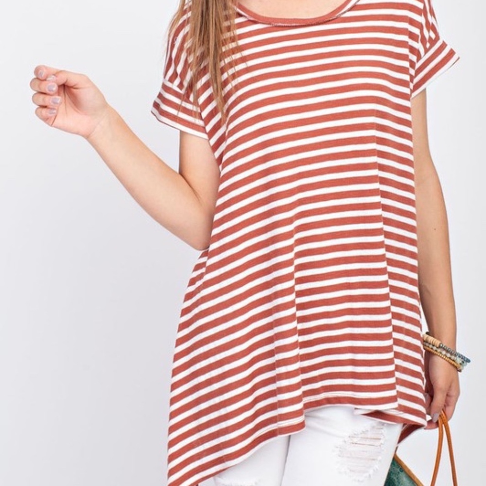 NWT Everyday Striped Tunic Tee – Rust & White